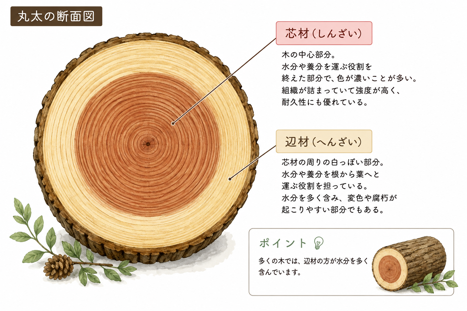 辺材と芯材とは